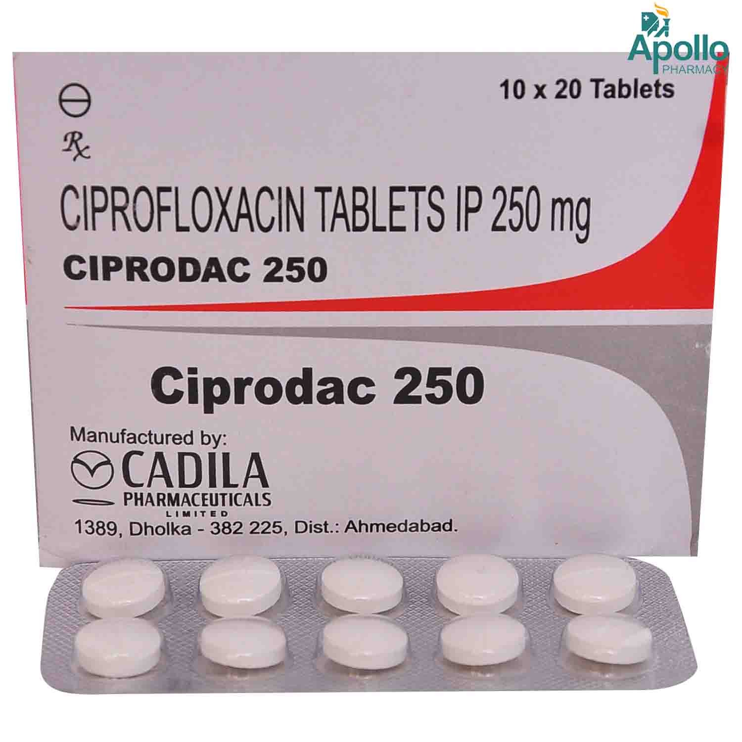 Ciprodac 250 mg Tablet 10's, Pack of 10 TabletS Ciprodac 250 mg Tablet 10's, Pack of 10 TabletS