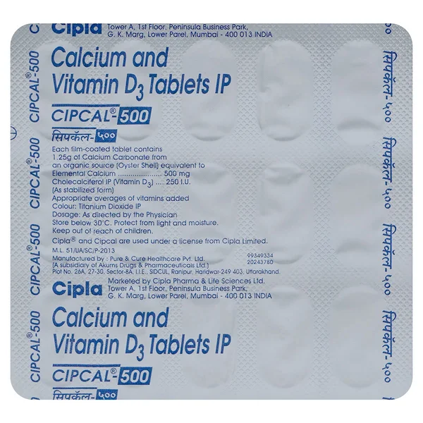 Cipcal-500 Tablet 15's, Pack of 15