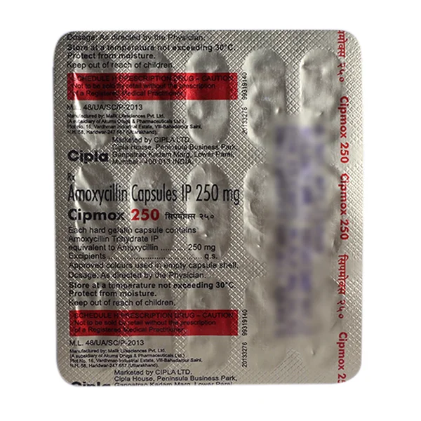 Cipmox 250 Capsule 15's, Pack of 15 CapsuleS