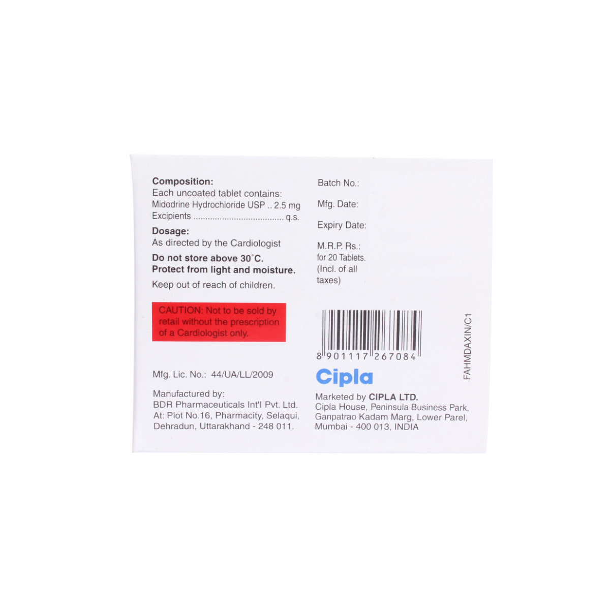 Cipmido Tablet 20's, Pack of 20 TABLETS Cipmido Tablet 20's, Pack of 20 TABLETS