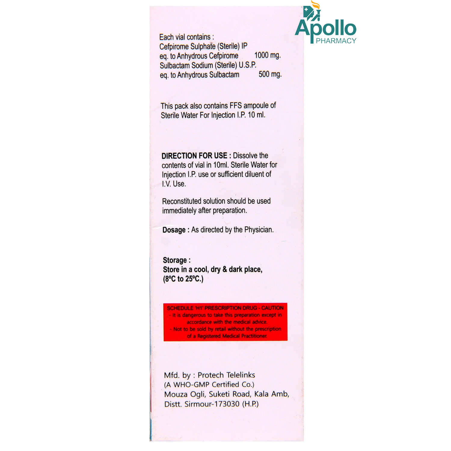 Ciractam 1.5 gm Injection 1's, Pack of 1 Injection Ciractam 1.5 gm Injection 1's, Pack of 1 Injection