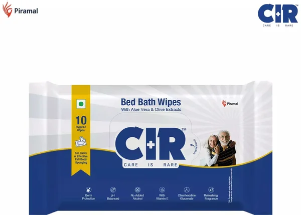CIR Bed Bath Wipes 10 Count | With Aloe Vera &amp; Olive Extracts | Germ Protection | pH Balanced | For Full Body Sponging, Pack of 1