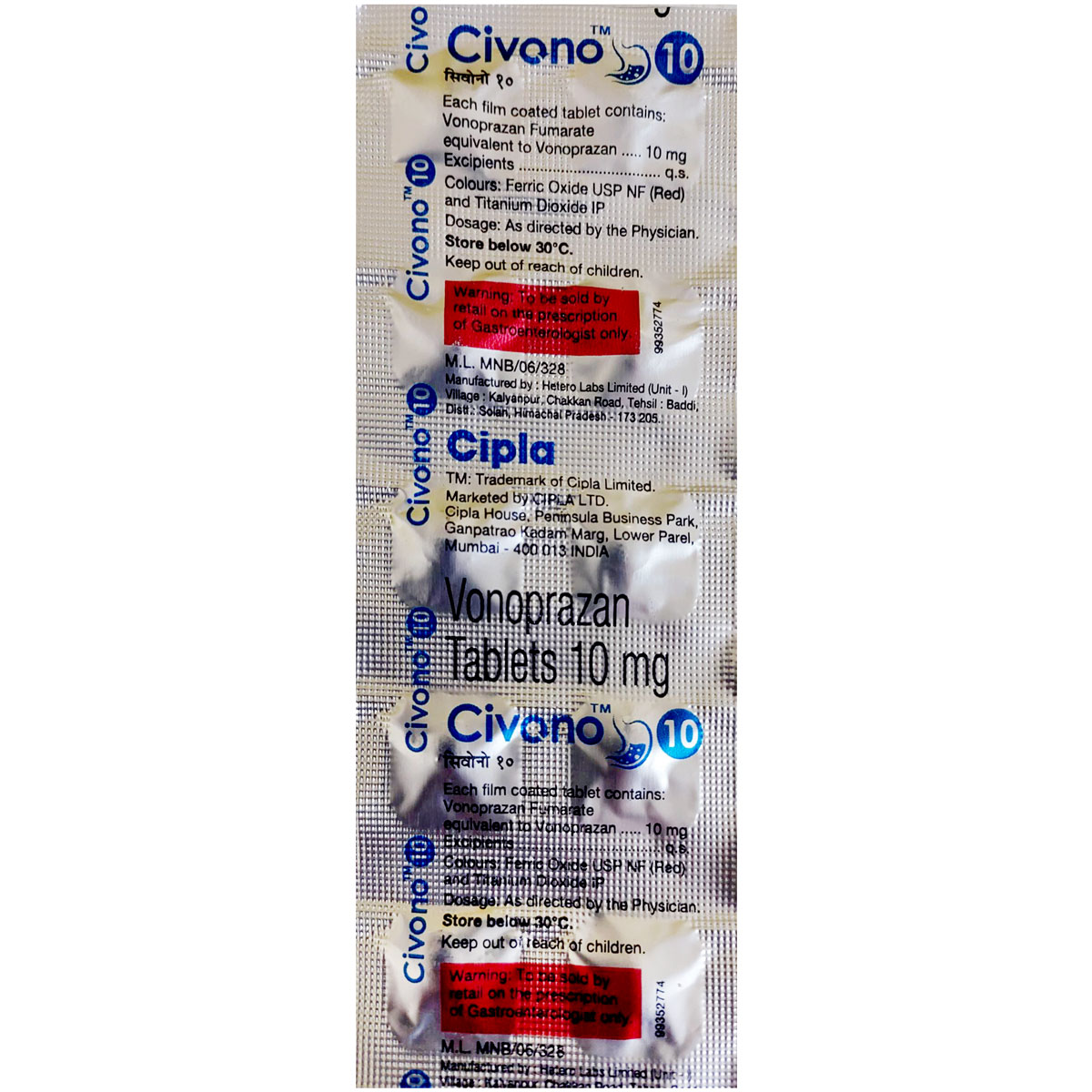 Civono 10 Tablet 10's, Pack of 10 Civono 10 Tablet 10's, Pack of 10