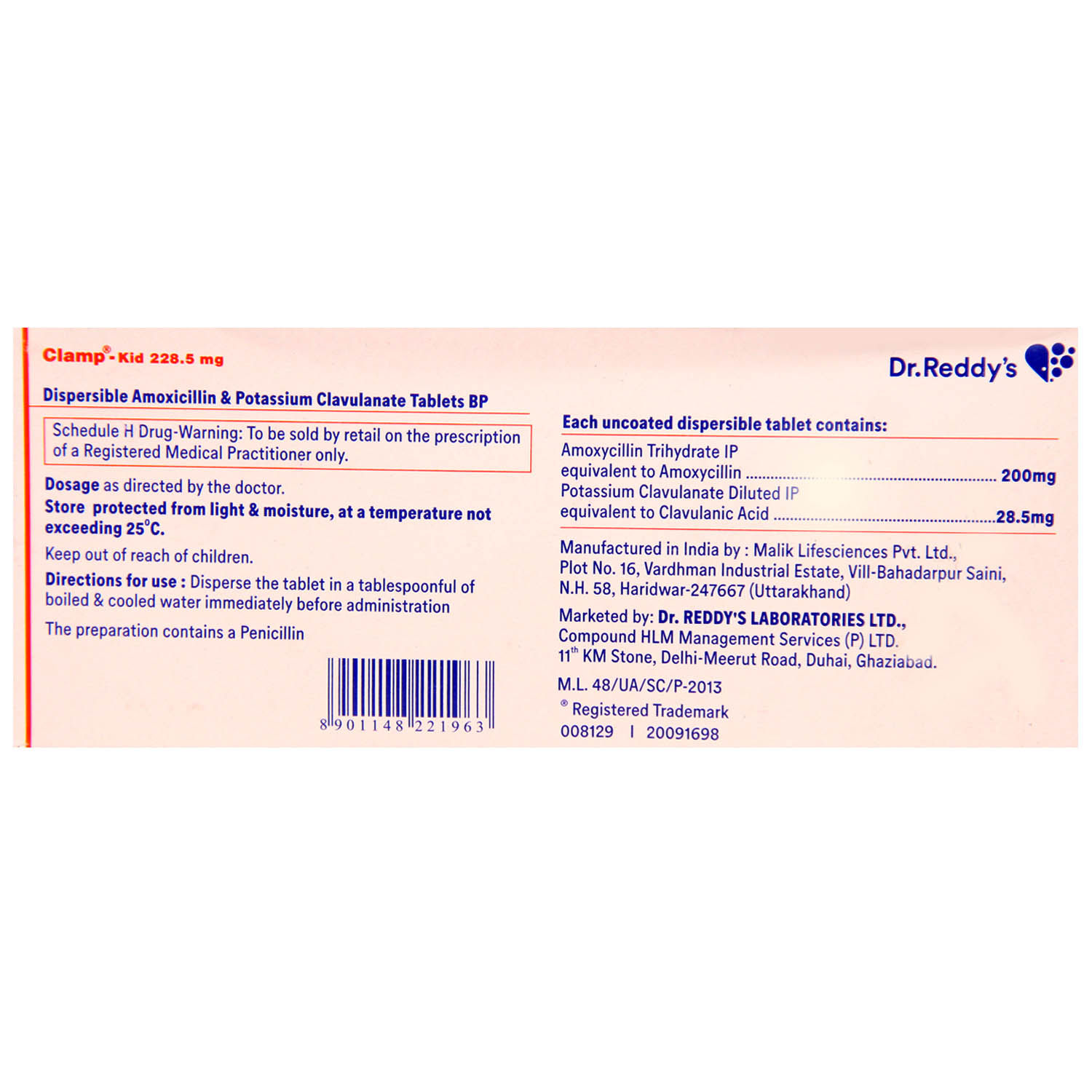 Clamp Kid 228.5 mg Tablet 10's Price, Uses, Side Effects, Composition