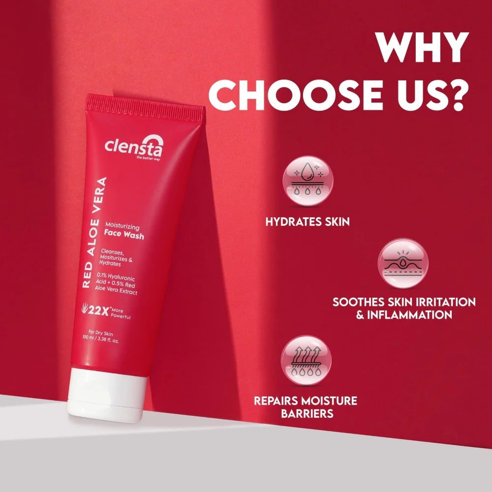 Clensta Red Aloe Vera Moisturizing Face Wash, 100 ml, Pack of 1 Clensta Red Aloe Vera Moisturizing Face Wash, 100 ml, Pack of 1