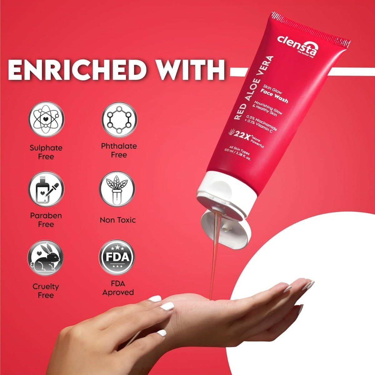 Clensta Red Aloe Vera Skin Glow Face Wash, 100 ml, Pack of 1 Clensta Red Aloe Vera Skin Glow Face Wash, 100 ml, Pack of 1