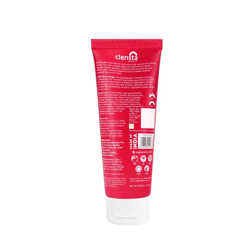 Clensta Red Aloe Vera Skin Glow Face Scrub, 100 gm, Pack of 1 Clensta Red Aloe Vera Skin Glow Face Scrub, 100 gm, Pack of 1