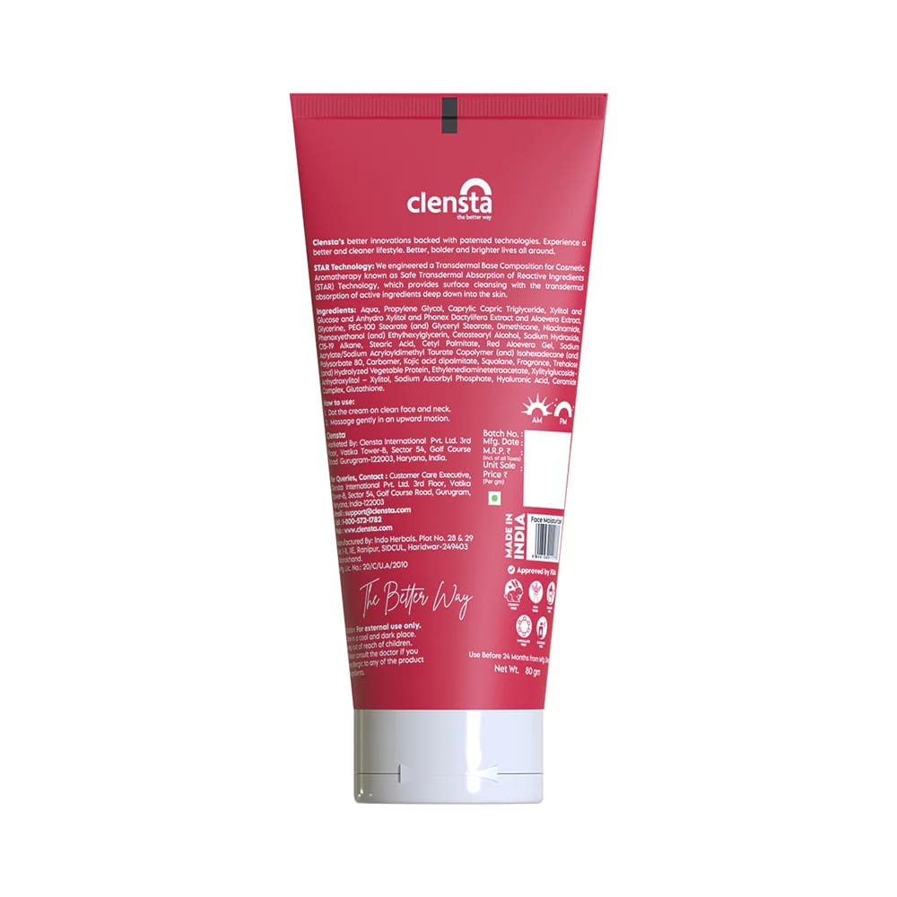 Clensta Red Aloevera Skin Glow Face Moisturizer, 80 gm, Pack of 1 Clensta Red Aloevera Skin Glow Face Moisturizer, 80 gm, Pack of 1