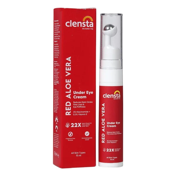 Clensta Red Aloe Vera Under Eye Cream, 15 ml, Pack of 1