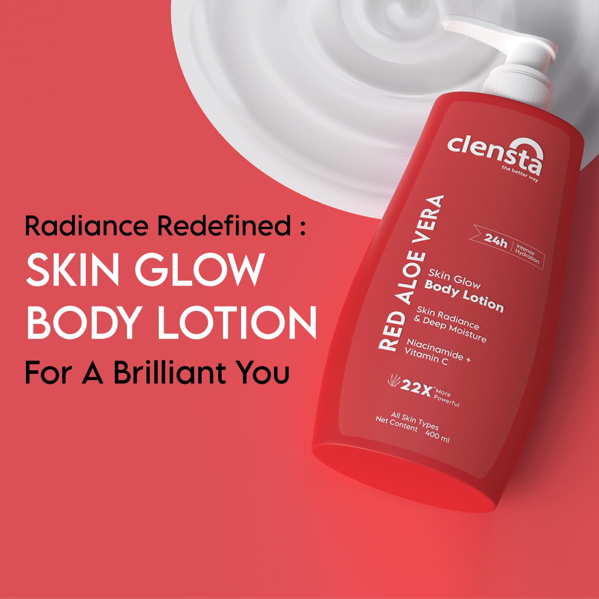 Clensta Red Aloevera Skin Glow Body Lotion, 2x400 ml, Pack of 1 Clensta Red Aloevera Skin Glow Body Lotion, 2x400 ml, Pack of 1