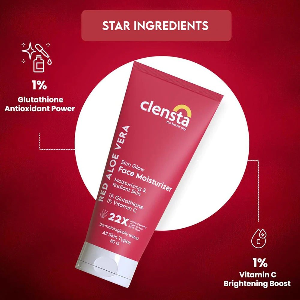 Clensta Red Aloevera Skin Glow Face Moisturizer, 80 gm, Pack of 1 Clensta Red Aloevera Skin Glow Face Moisturizer, 80 gm, Pack of 1