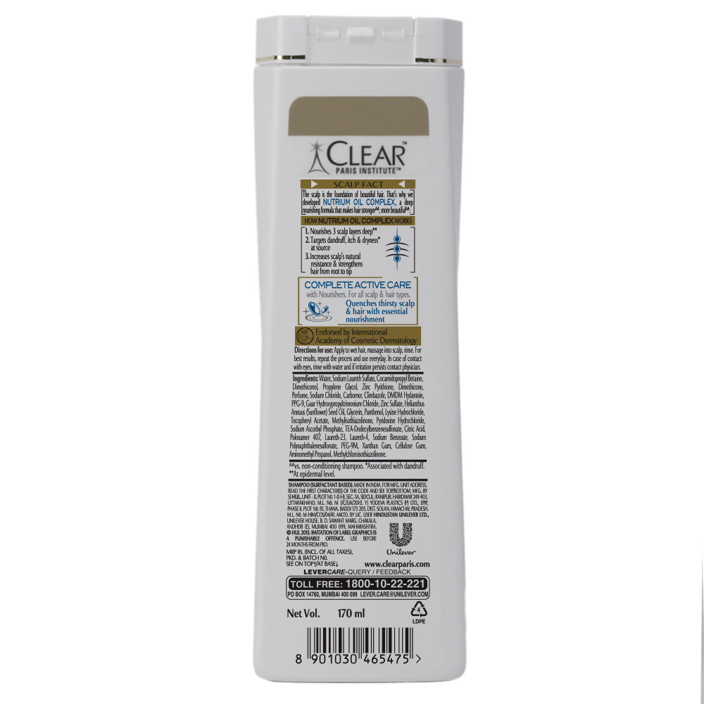 Clear Complete Active Care Anti-Dandruff Shampoo, 170 ml, Pack of 1 Clear Complete Active Care Anti-Dandruff Shampoo, 170 ml, Pack of 1