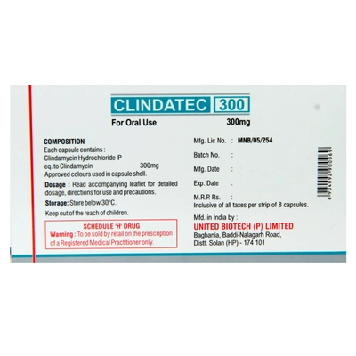 Clindatec 300 mg Capsule 8's, Pack of 8 CapsuleS