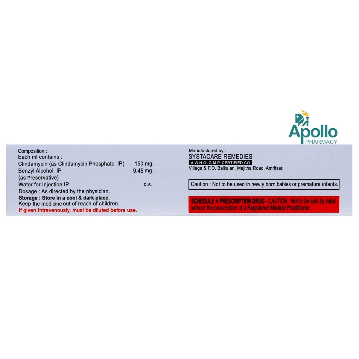 Clindum 600mg Injection 4ml, Pack of 1 INJECTION Clindum 600mg Injection 4ml, Pack of 1 INJECTION