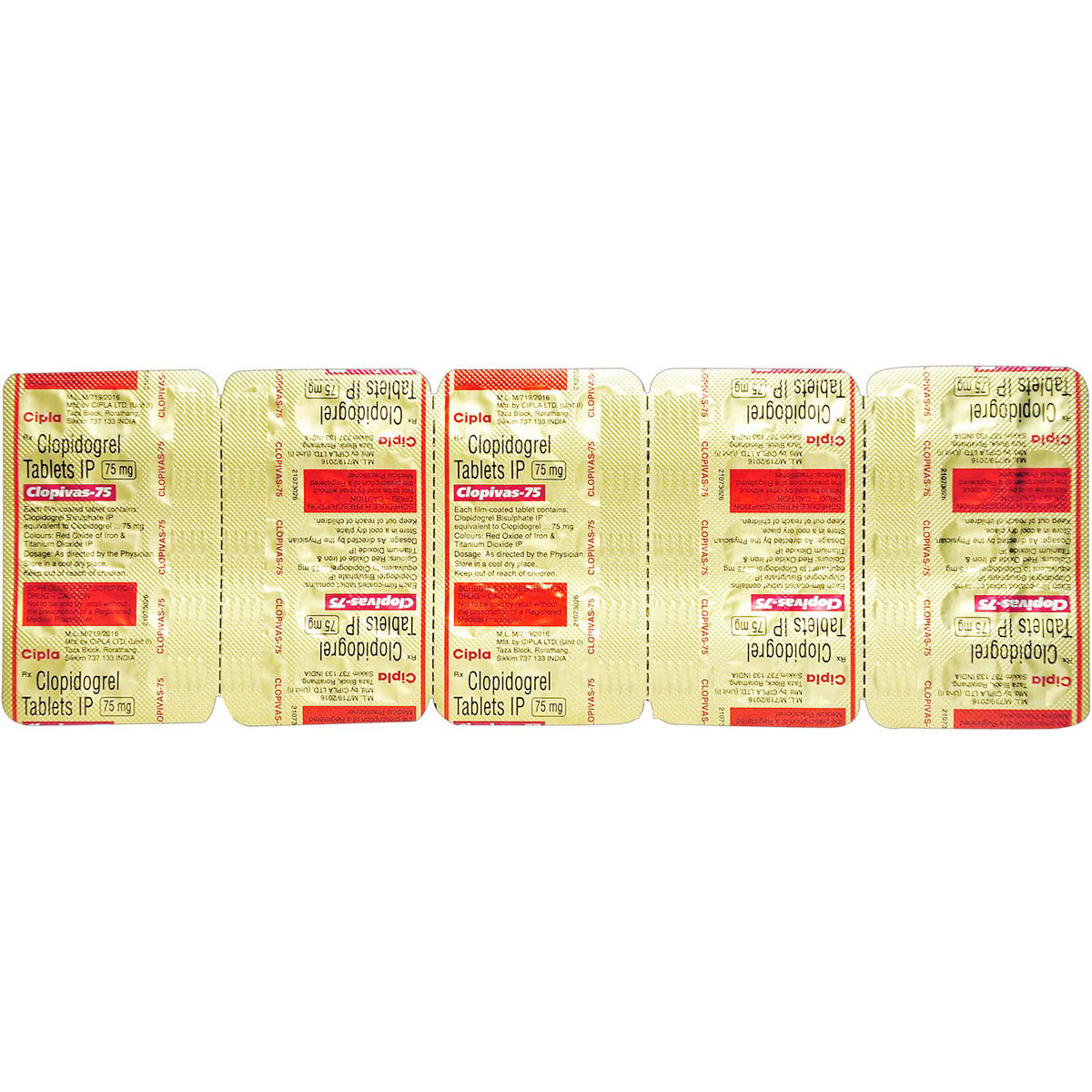 Buy Clopivas-75 Tablet 15's Online