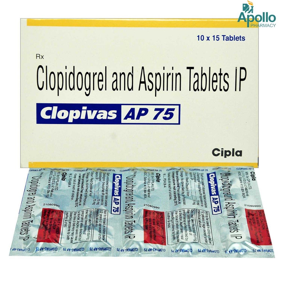 Clopivas AP 75 Tablet 15's, Pack of 15 TABLETS Clopivas AP 75 Tablet 15's, Pack of 15 TABLETS