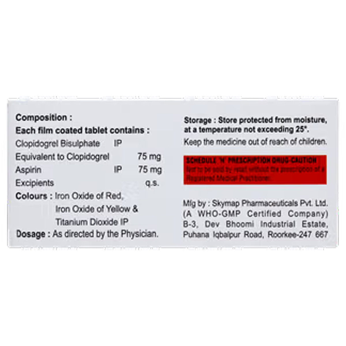 Clopiklot-A 75 mg Tablet 10's, Pack of 10 Clopiklot-A 75 mg Tablet 10's, Pack of 10