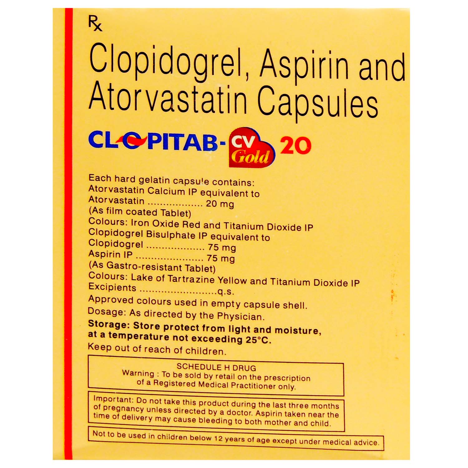 Clopitab-CV Gold 20 Capsule 10's, Pack of 10 CAPSULES Clopitab-CV Gold 20 Capsule 10's, Pack of 10 CAPSULES