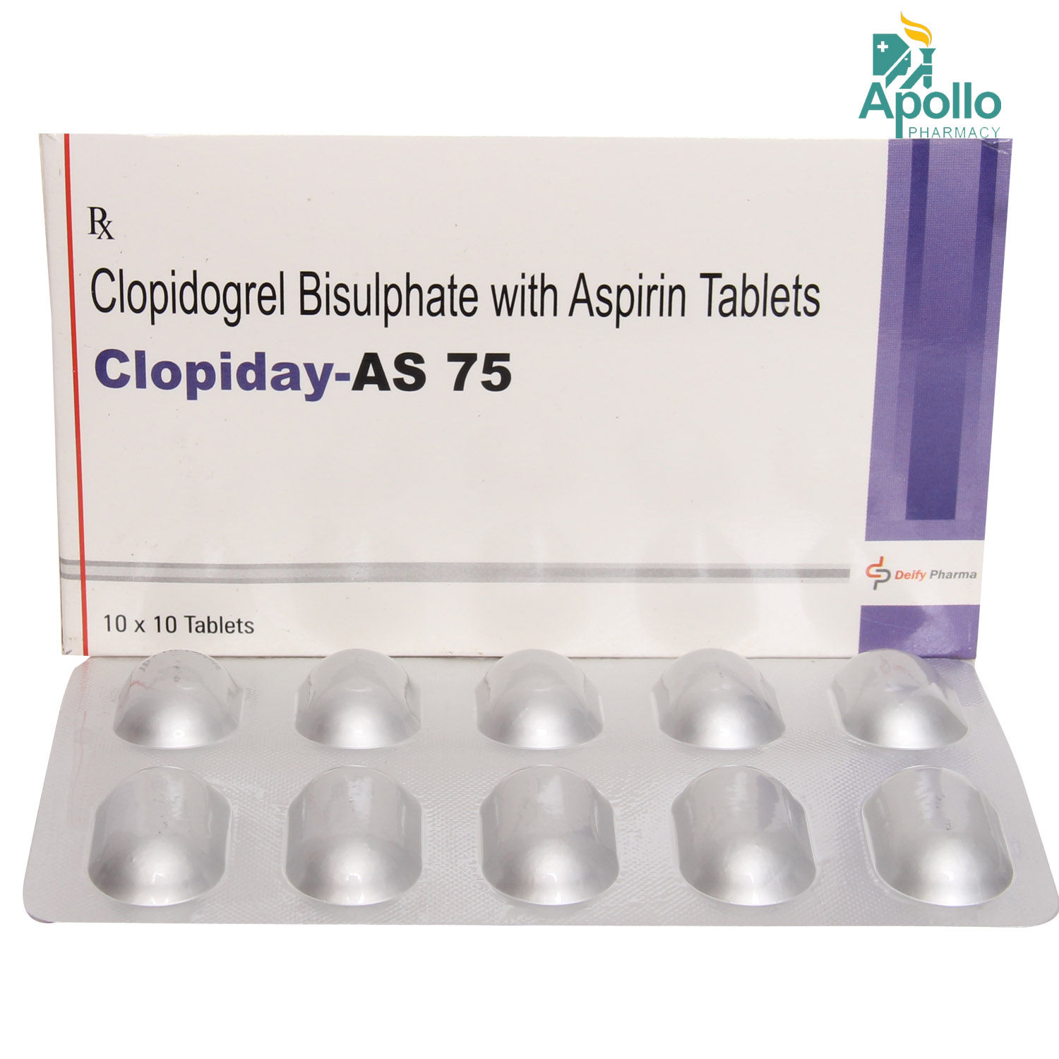 Clopiday As 75 Tablet 10's Price, Uses, Side Effects, Composition 