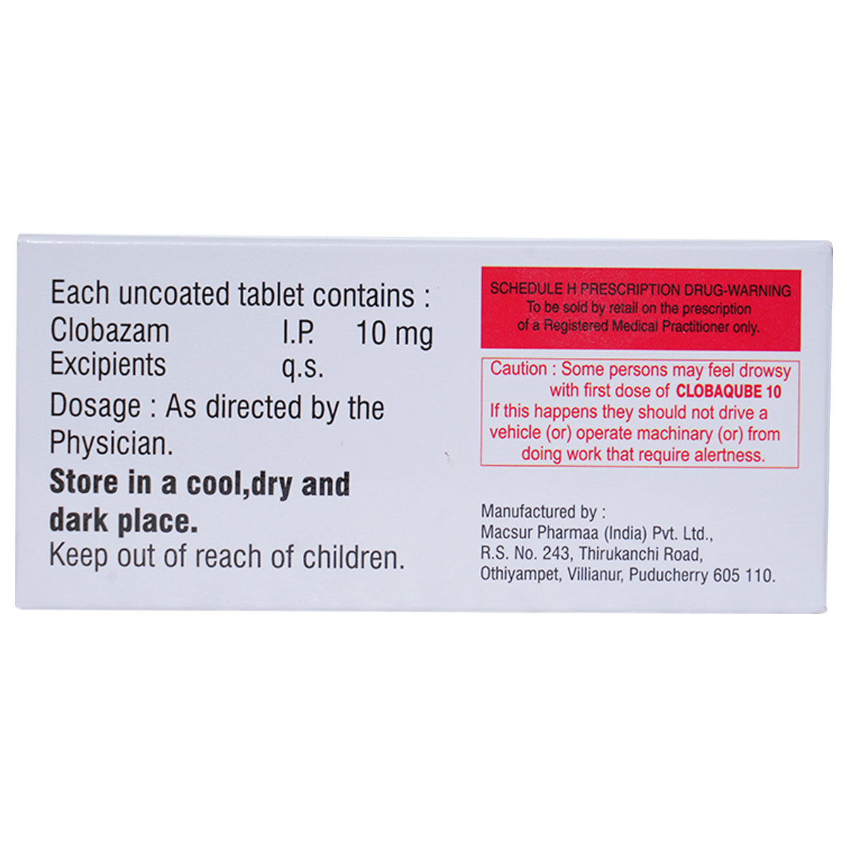 Clobaqube 10 Tablet 10's, Pack of 10 Clobaqube 10 Tablet 10's, Pack of 10