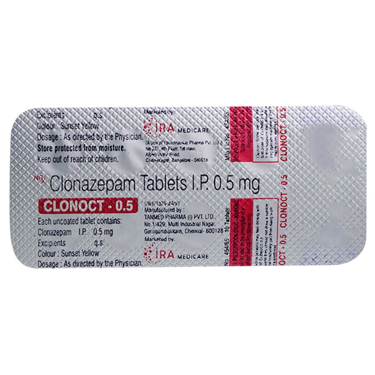Clonoct-0.5 Tablet 10's, Pack of 10 Clonoct-0.5 Tablet 10's, Pack of 10