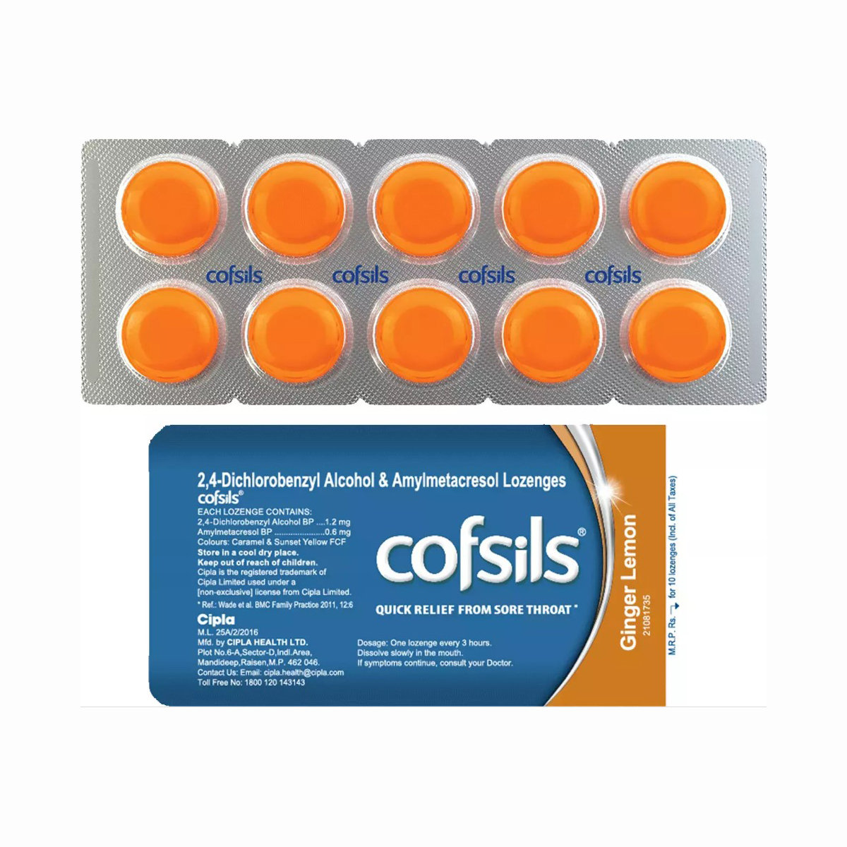 Cofsils Ginger Lemon, 10 Lozenges, Pack of 10 Cofsils Ginger Lemon, 10 Lozenges, Pack of 10