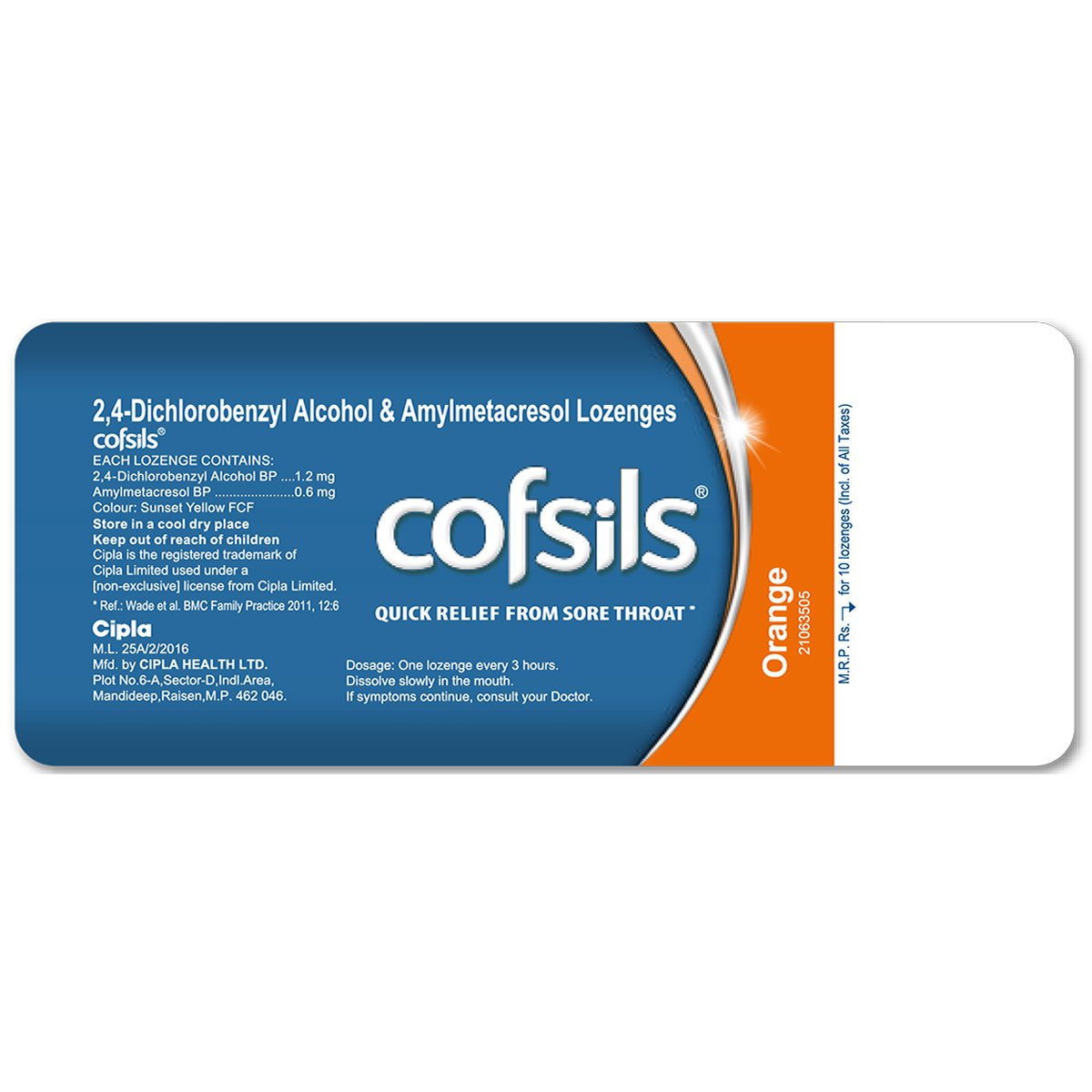 Cofsils Orange Flavour, 10 Lozenges, Pack of 10 Cofsils Orange Flavour, 10 Lozenges, Pack of 10