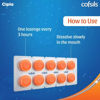 Cofsils Orange Lozenges 10's, Pack of 10 LozengesS