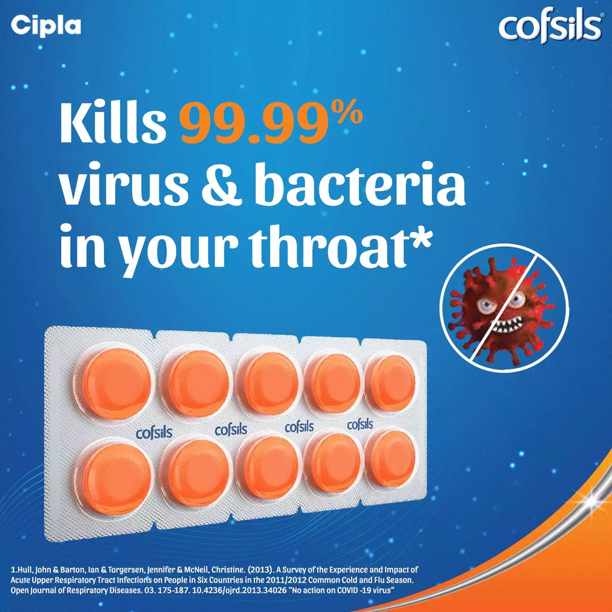 Cofsils Orange Lozenges 10's, Pack of 10 LozengesS Cofsils Orange Lozenges 10's, Pack of 10 LozengesS