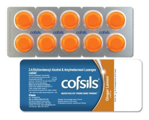 Cofsils Ginger Lemon Flavour, 10 Lozenges, Pack of 10 Cofsils Ginger Lemon Flavour, 10 Lozenges, Pack of 10