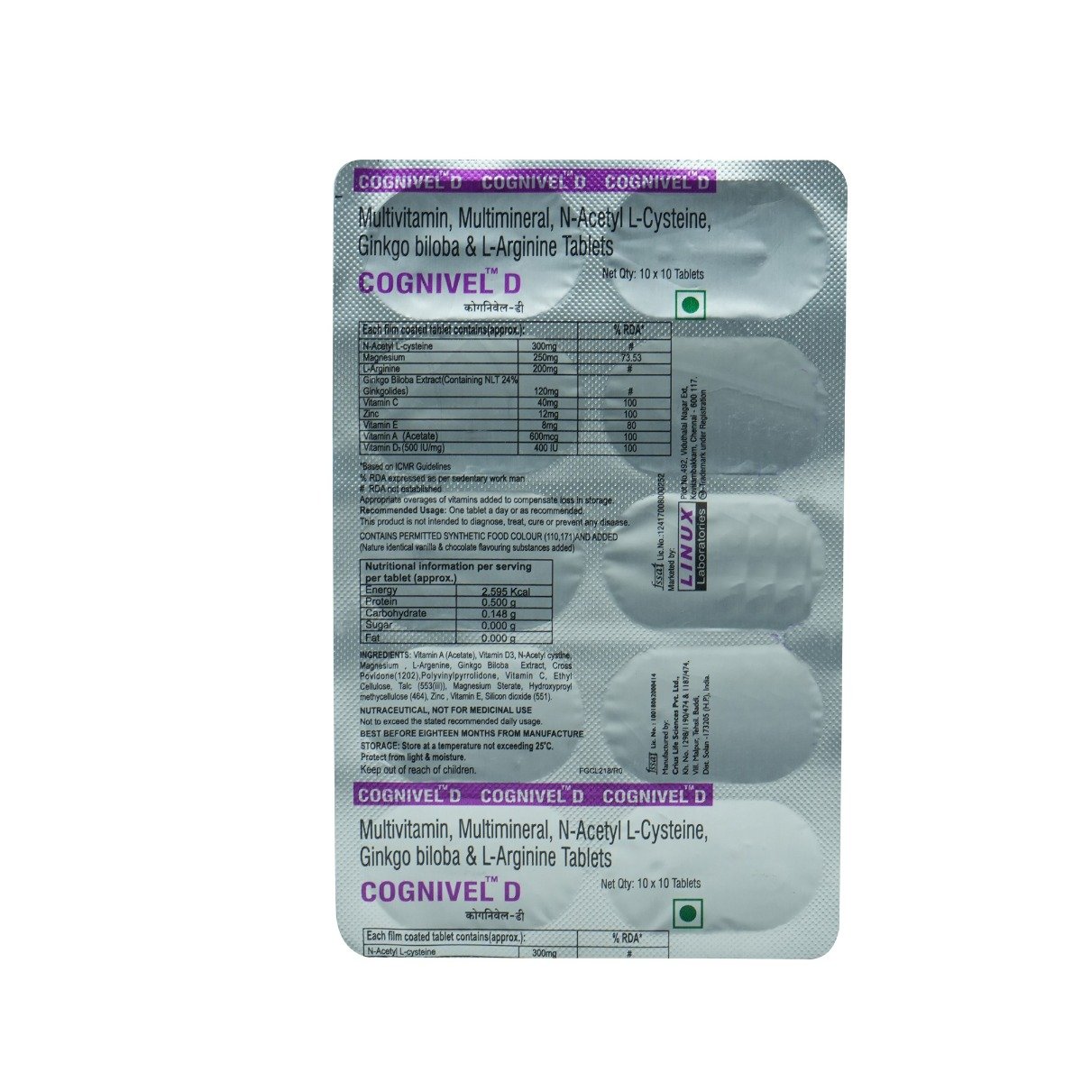 Cognivel D Tablet 10's, Pack of 10 Cognivel D Tablet 10's, Pack of 10