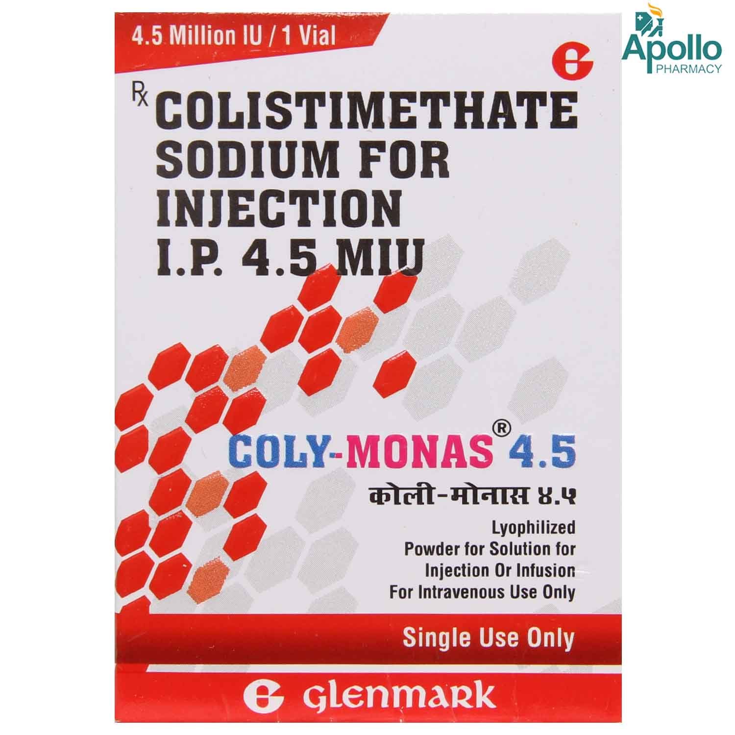 COLY MONAS 4.5MIU INJECTION, Pack of 1 Injection COLY MONAS 4.5MIU INJECTION, Pack of 1 Injection