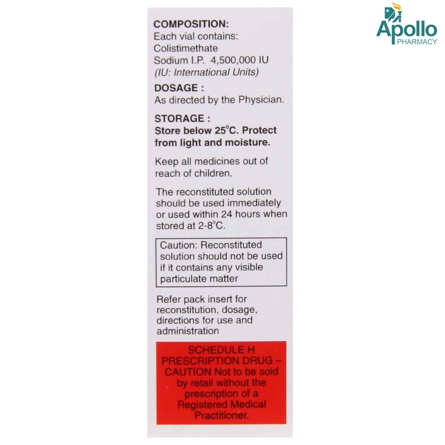 COLY MONAS 4.5MIU INJECTION, Pack of 1 Injection COLY MONAS 4.5MIU INJECTION, Pack of 1 Injection