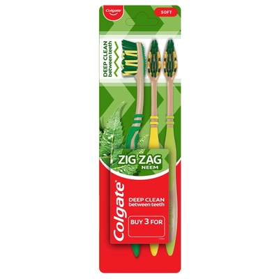 Colgate Zig Zag Neem Soft Tooth Brush 3'S, Pack of 1