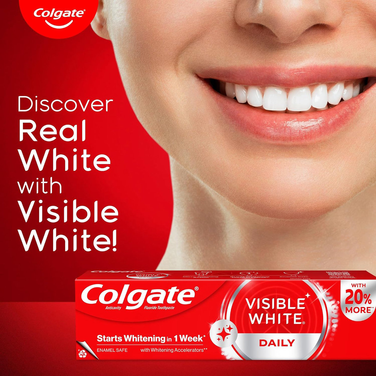 Colgate Visible White Daily Toothpaste, 200 gm + 40 gm Free, Pack of 1 Colgate Visible White Daily Toothpaste, 200 gm + 40 gm Free, Pack of 1