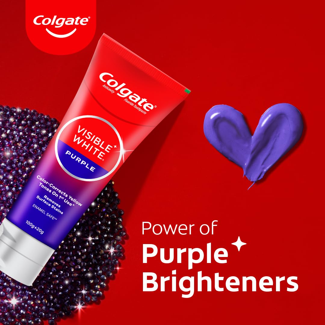 Colgate Visible White Purple Toothpaste, 120 gm, Pack of 1 Colgate Visible White Purple Toothpaste, 120 gm, Pack of 1