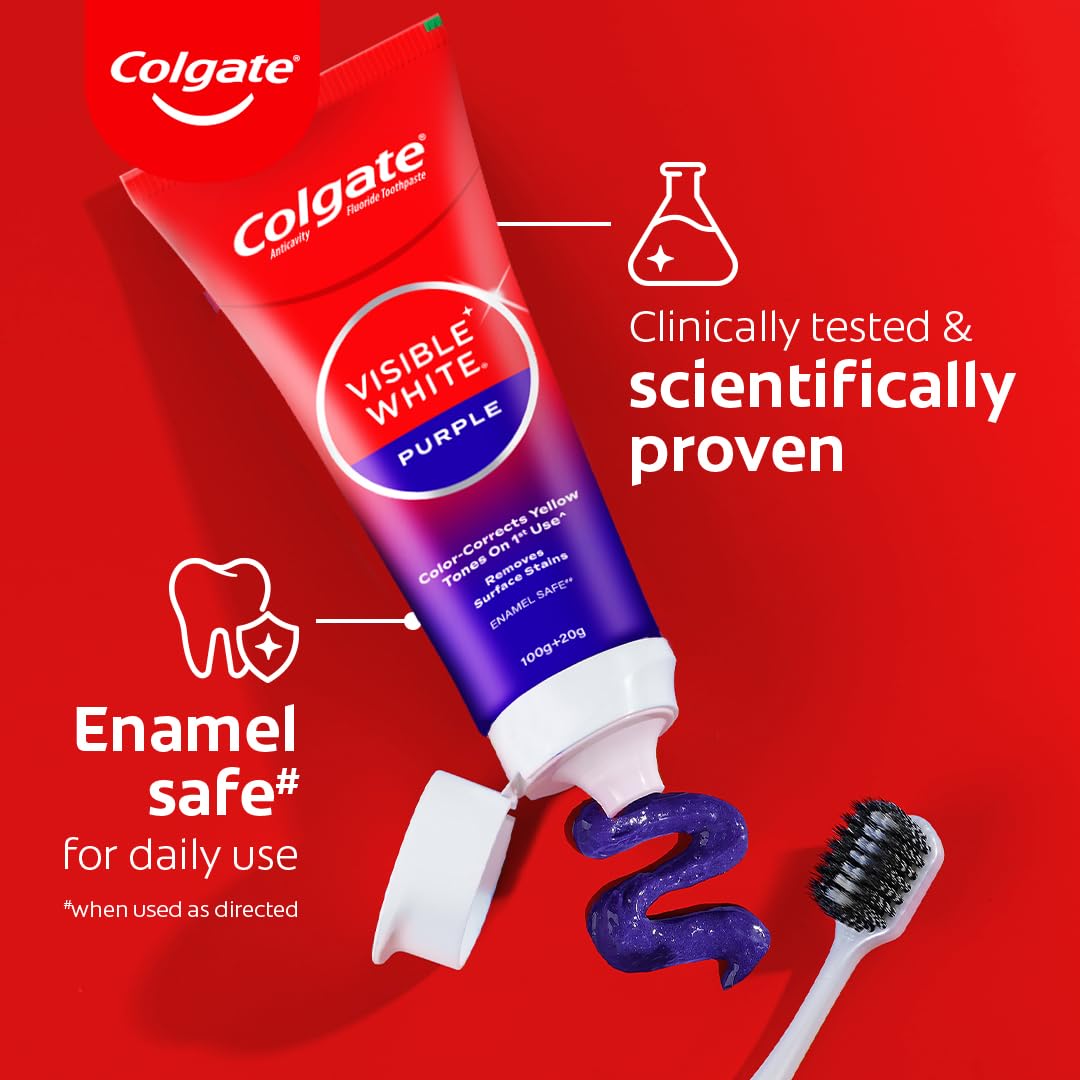 Colgate Visible White Purple Toothpaste, 120 gm, Pack of 1 Colgate Visible White Purple Toothpaste, 120 gm, Pack of 1
