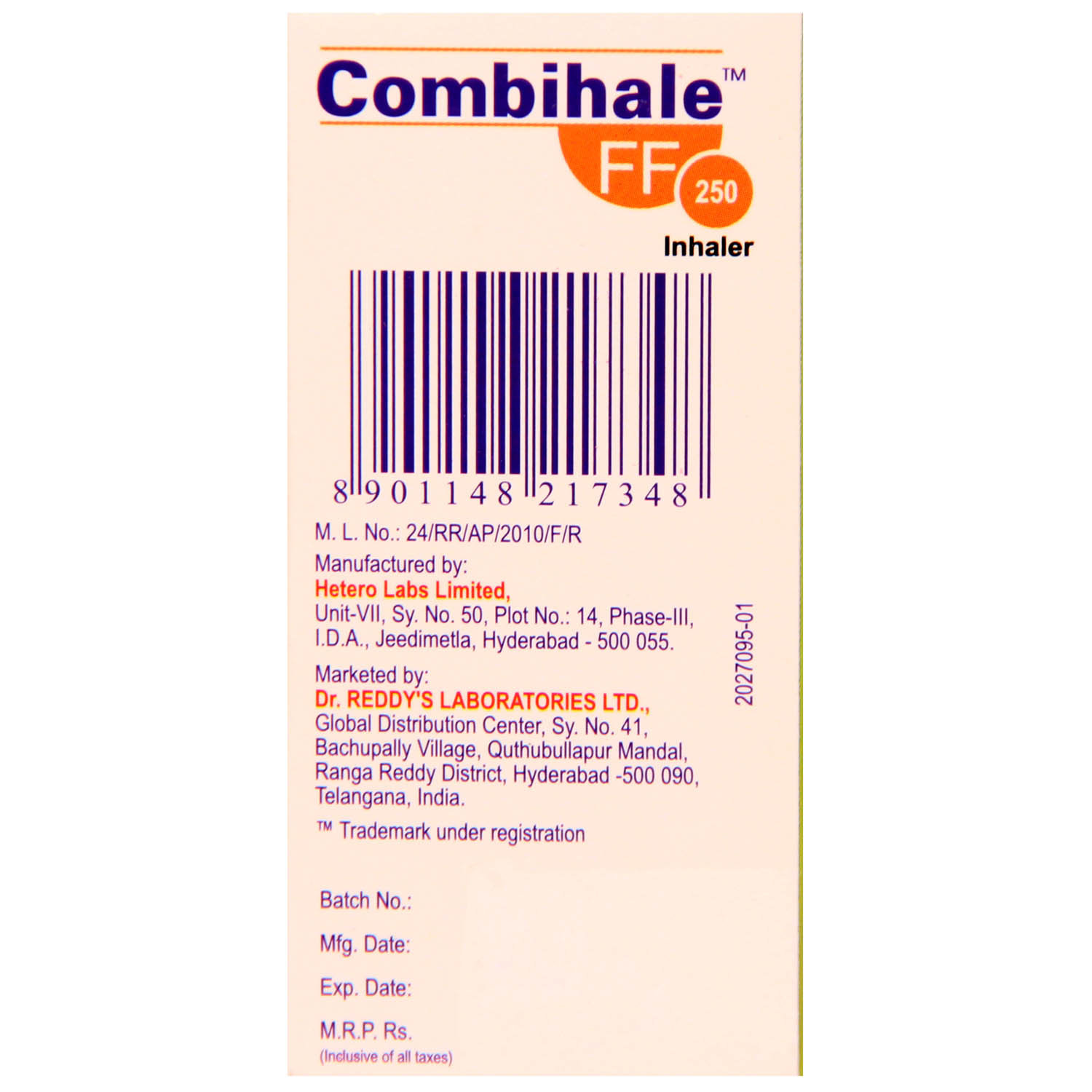 Combihale FF 250 Inhaler, Pack of 1 INHALER Combihale FF 250 Inhaler, Pack of 1 INHALER