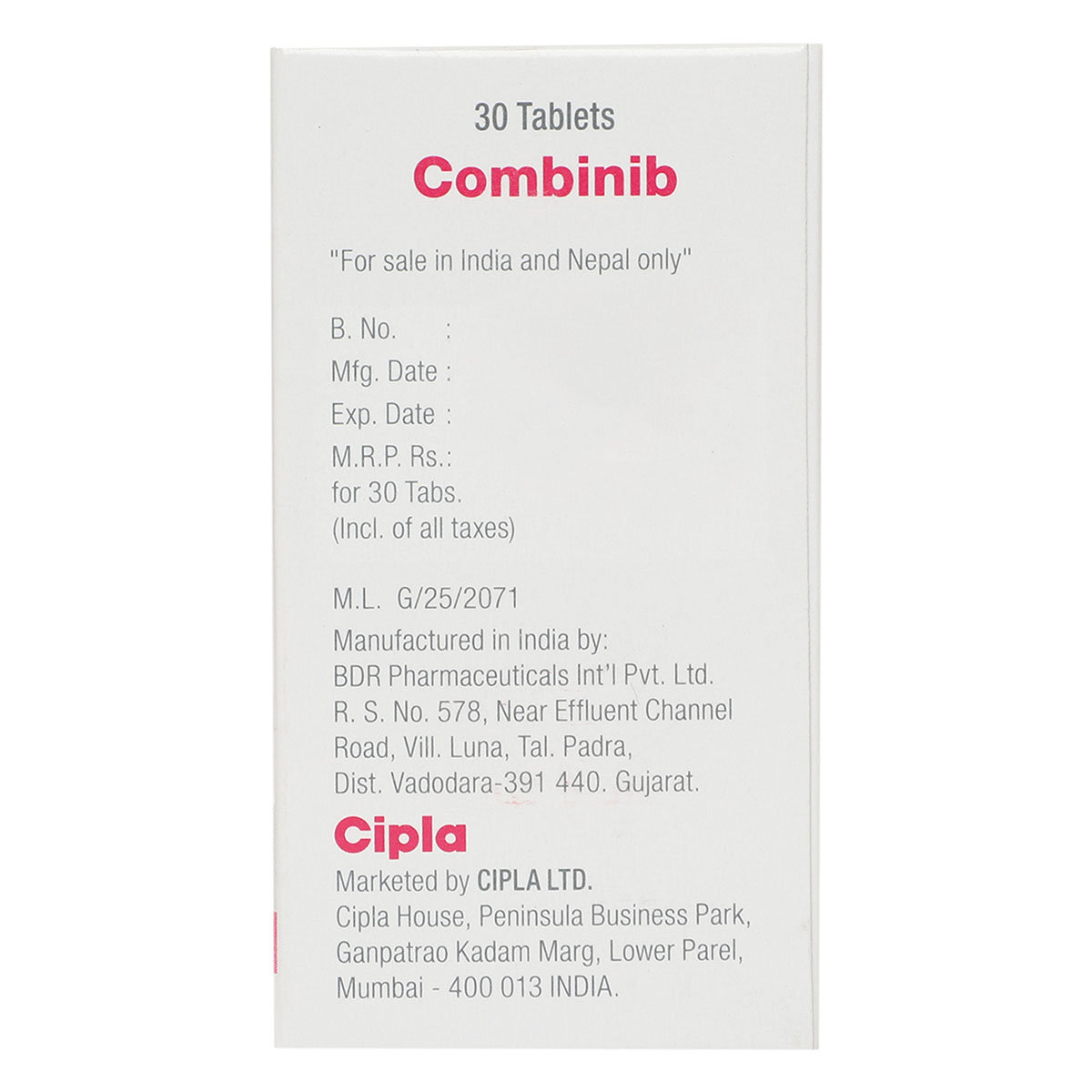 Combinib 250Mg Tablet 30'S, Pack of 1 Tablet Combinib 250Mg Tablet 30'S, Pack of 1 Tablet