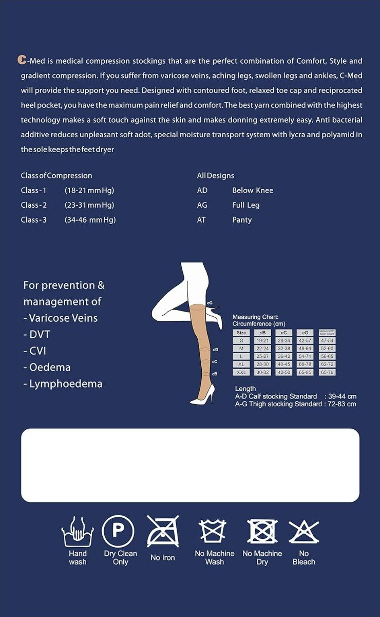 C-Med Compression Stocking Thigh High AG Medium, 1 Pair, Pack of 1 C-Med Compression Stocking Thigh High AG Medium, 1 Pair, Pack of 1