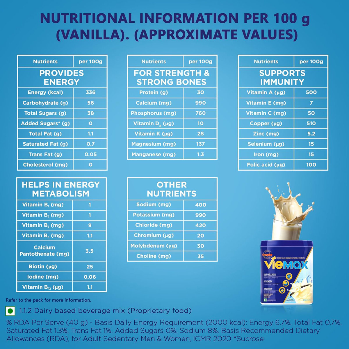 Complan Viemax Vanilla Flavour Nutrition Powder, 400 gm Jar, Pack of 1 Complan Viemax Vanilla Flavour Nutrition Powder, 400 gm Jar, Pack of 1