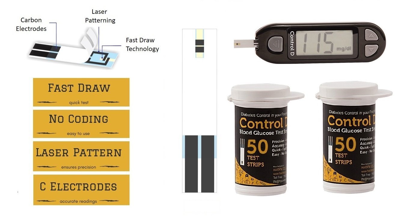 Control D Blood Glucose Test Strips, 100 Count (2x50), Pack of 1 Control D Blood Glucose Test Strips, 100 Count (2x50), Pack of 1