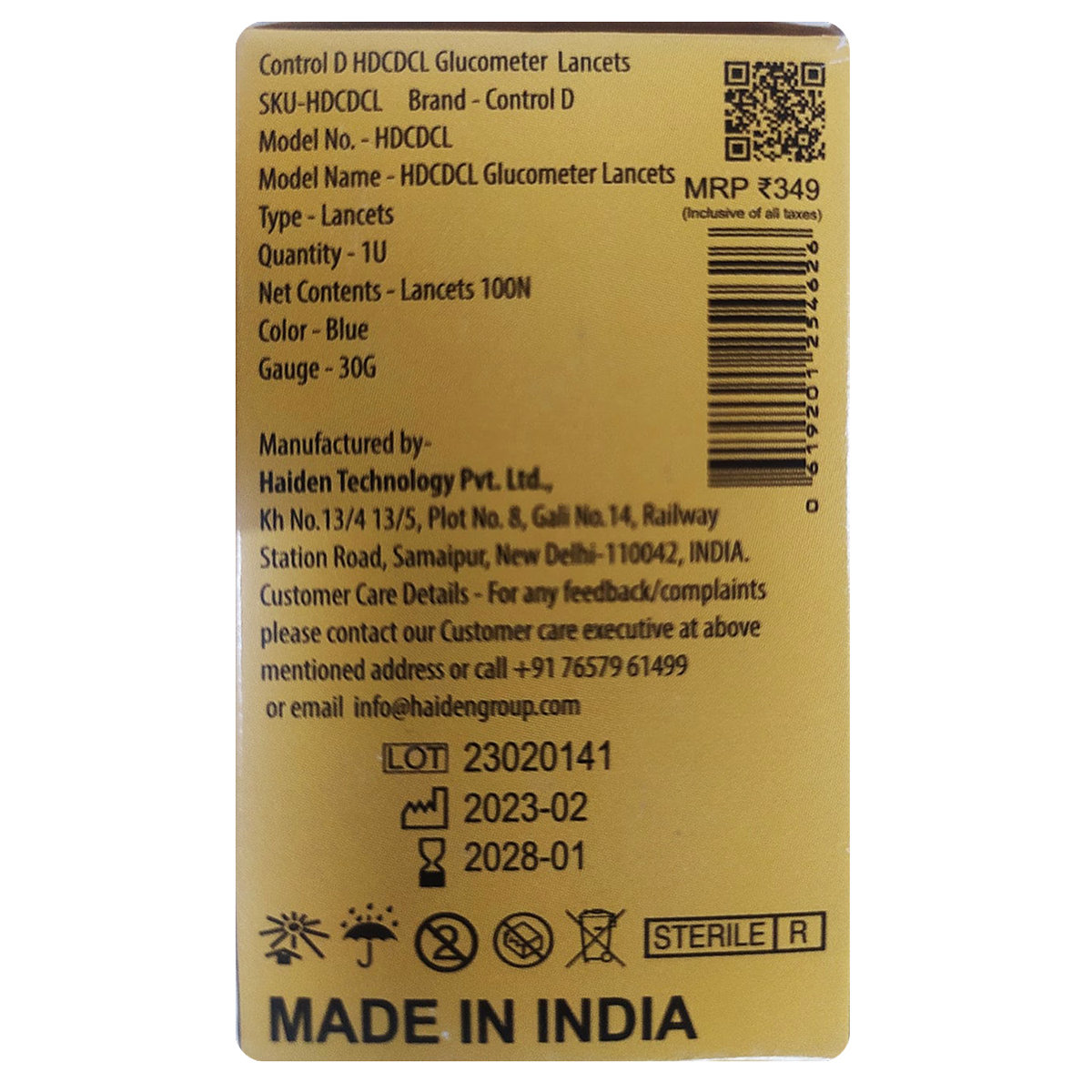 Control D Comfort Lancets, 100 Count, Pack of 1 Control D Comfort Lancets, 100 Count, Pack of 1
