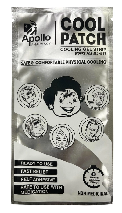 Apollo Pharmacy Cool Patch Cooling Gel Strip, 1 Count, Pack of 1