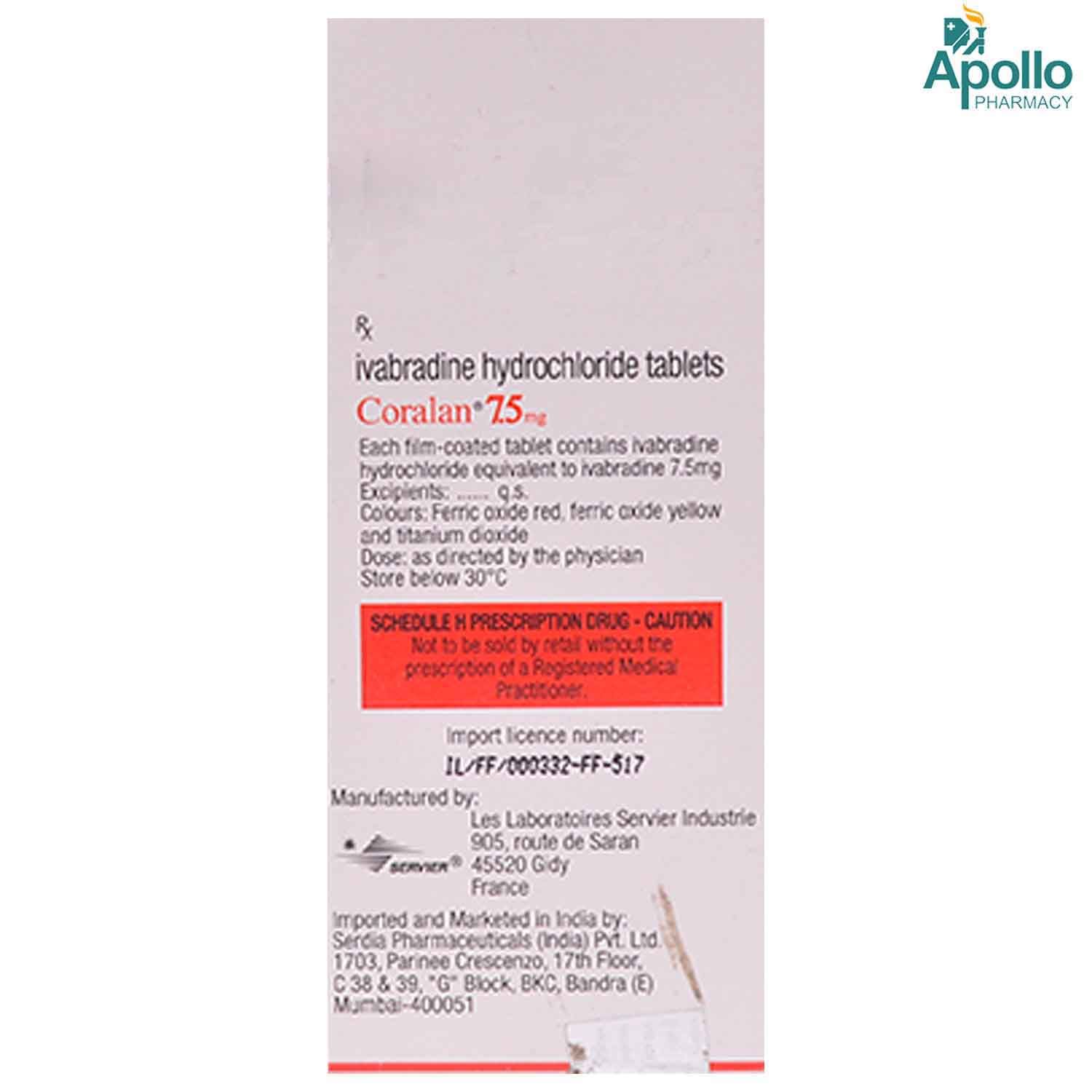 Coralan 7.5 mg Tablet 14's, Pack of 14 TABLETS