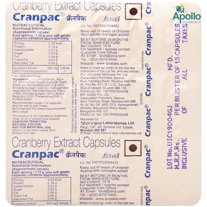 Buy Cranpac Capsule online | Uses, Side Effects, Price and substitutes ...