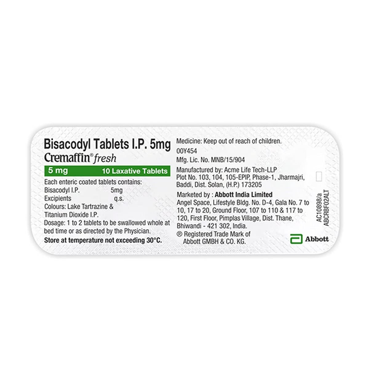 Cremaffin Fresh Tablet 10's, Pack of 10 TabletS Cremaffin Fresh Tablet 10's, Pack of 10 TabletS