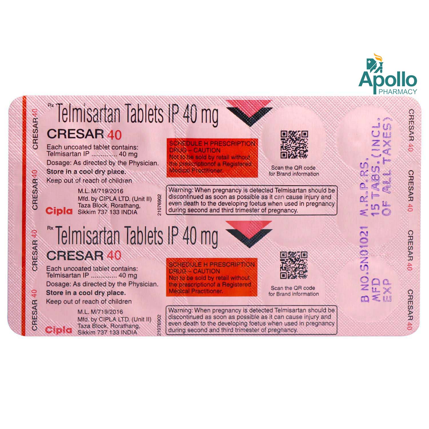 Cresar 40 Tablet 15's, Pack of 15 TABLETS Cresar 40 Tablet 15's, Pack of 15 TABLETS