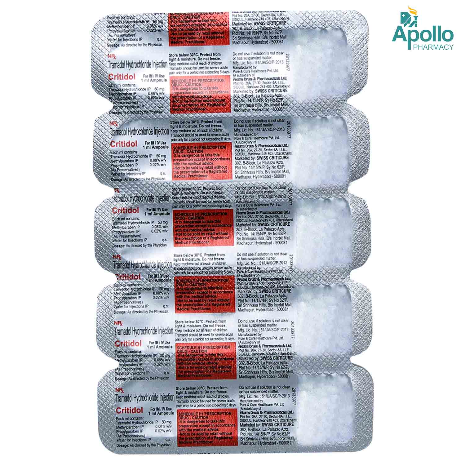 Critidol 50mg Injection 1ml, Pack of 1 Injection Critidol 50mg Injection 1ml, Pack of 1 Injection