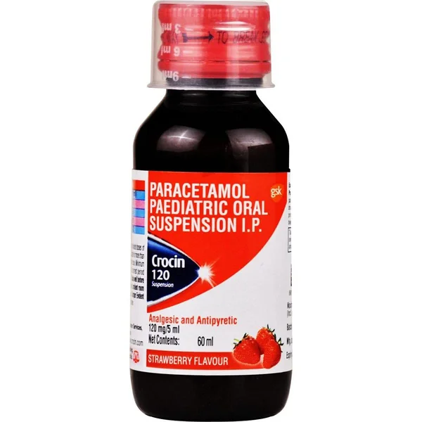 Crocin Strawberry Suspension, 60 ml, Pack of 1 SUSPENSION